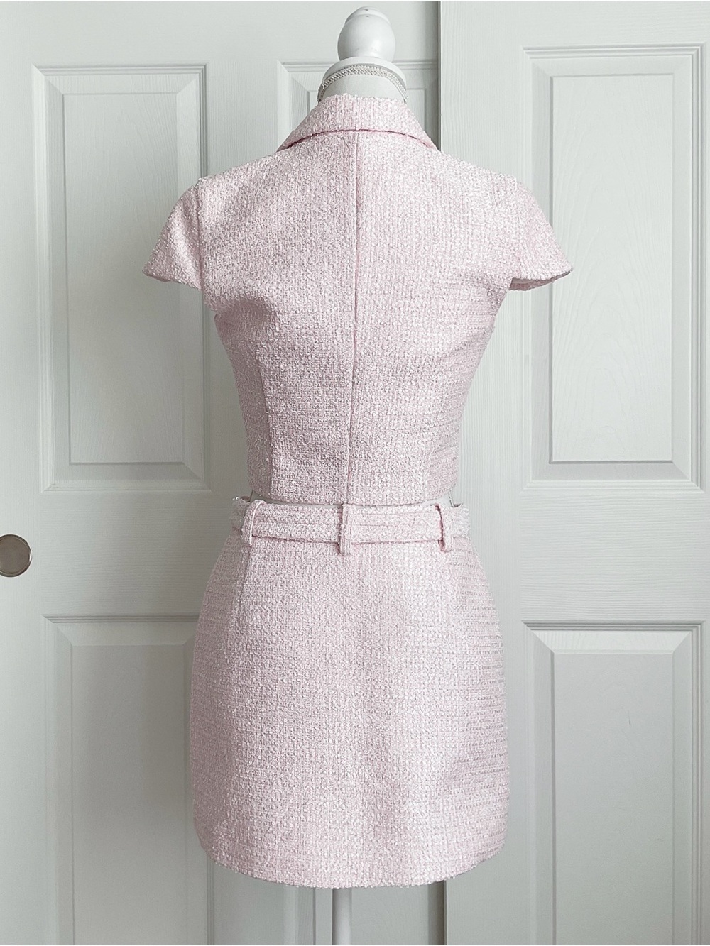 NWT Meshki Mercer Tweed Top & Skirt Set in Fairy Floss Pink - Picture 6 of 9